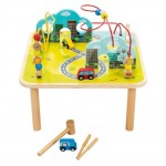 Masuta multifunctionala educativa Orasel cu trasee Rolercoster din lemn XXL Table Time to Enjoy 